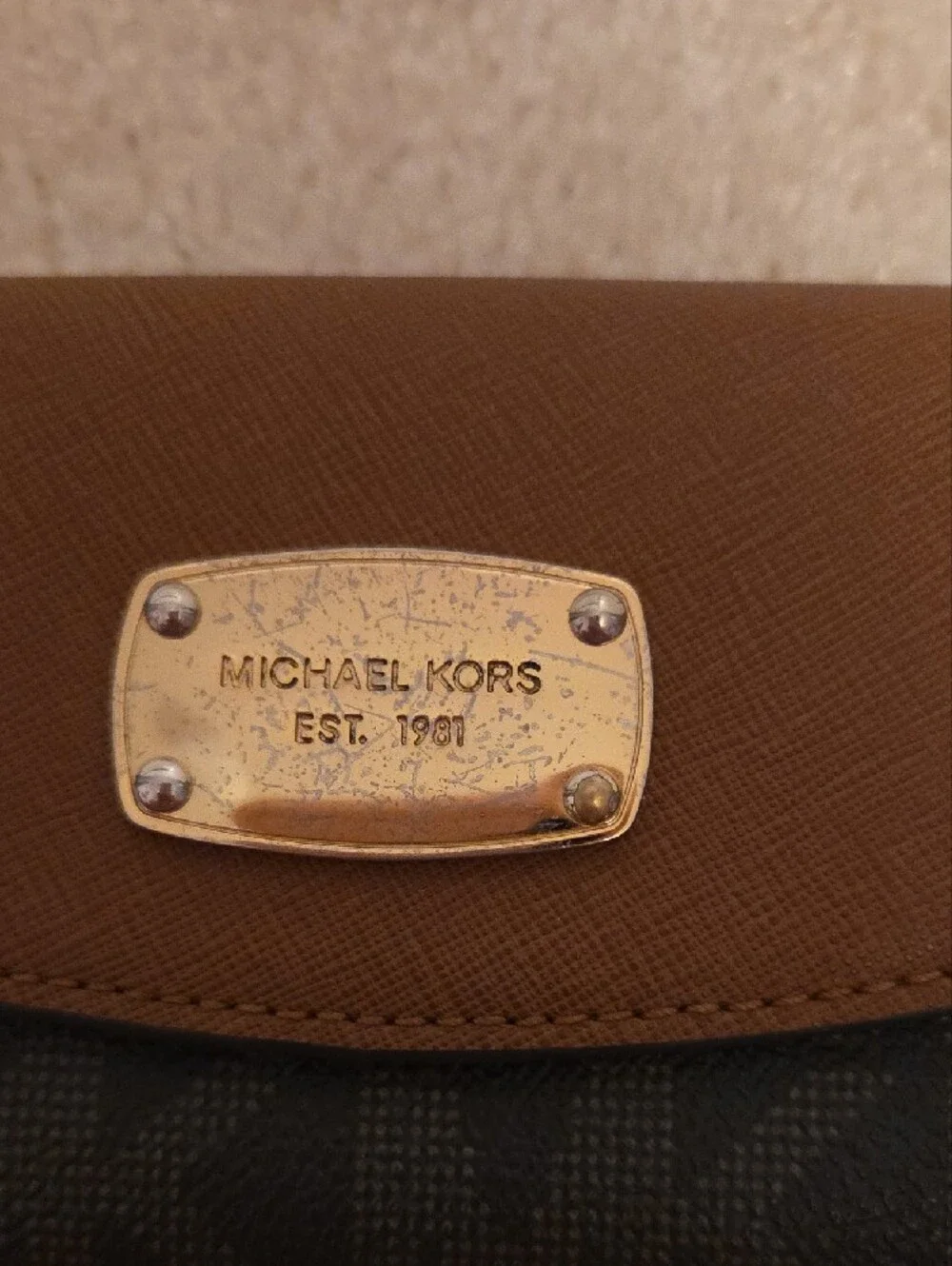 Michael Kors Tan and Black MK Continental Wallet